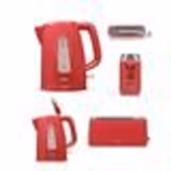 Bouilloire électrique ROUGE 2200W sans fil 17L + Grille-pain ROUGE 900W Large fentes rouge 3 fonctions avec témoins LED