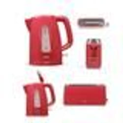 Bouilloire électrique ROUGE 2200W sans fil 17L + Grille-pain ROUGE 900W Large fentes rouge 3 fonctions avec témoins LED
