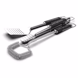 Un kit de 3 ustensiles en inox Pit Boss pour le barbecue : 1 spatule avec une tête extra-large pour soulever et retourner fac ...