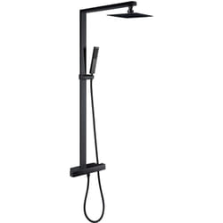 BERNSTEIN - Colonne de douche combinée thermostatique acier inoxydable + pommeau 30x30cm - 112,5x50cm - NT6705Noir, Noir 30x30cm