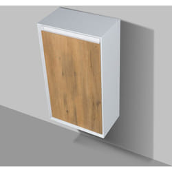 BERNSTEIN - Ensemble 2 Meubles Colonnes Design salle de bain, Armoires murales étagères - 50x28,8x88cm - FIONAOptique de chêne, Avec armoire latérale