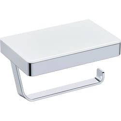 Porte-papier toilette en acier inoxydable avec tablette en verre - Blanc - G501 - Bernstein