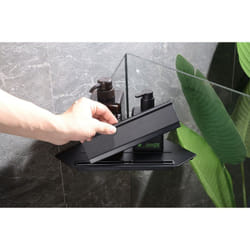 Bernstein - tagère murale d'angle de salle de bain douche et bain avec raclette de douche intégrée - DA909 - Couleur au choixNoir (mat)