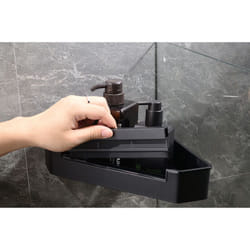 BERNSTEIN - Étagère murale d'angle de salle de bain douche et bain avec raclette de douche intégrée - DK719 - Couleur au choix Noir mat
