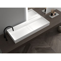 Bernstein - Vasque en fonte minérale pour montage mural ou à poser - TWG211 - blanc mat - largeur sélectionnable80 cm