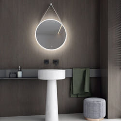 Bernstein - Miroir mural rond de salle de bain lumineux led suspendu, fontion chauffante anti-buée et lumière réglable - Diamètre 60 cm - 2884