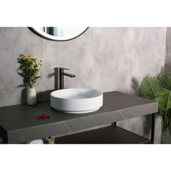 Bernstein - Lavabo à poser en fonte minérale pour salle de bain et toilettes - 42 x 42 x 11 cm - blanc mat - NT2430