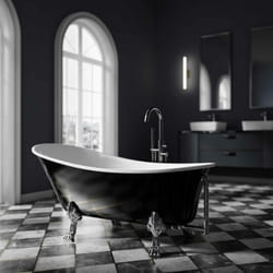 Baignoire îlot sabot sur pieds design en acrylique pour salle de bain- Garantie 5 ans - Noir/Blanc mat - 176x71x77cm - paris -Avec robinet mitigeur