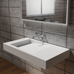 Lavabo pour montage mural PB2155 en pierre solide – blanc mat - 100 x 50 x 12 cm - Bernstein