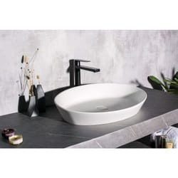 Vasque à poser en fonte minérale - NT2660 - 60 x 40 x 12,5 cm - blanc matSans bonde Pop Up - Bernstein