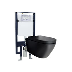 Wc suspendu noir Toilettes bâti-support pack économique - B-8030 - plaque de déclenchementModèle verre blanc - Bernstein