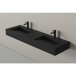 Bernstein - Lavabo mural en fonte minérale TWG16 - 153 x 45 x 15 cm - couleur au choix - base en acier inoxydable noir mat en optionSans console