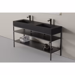 Support métallique pour vasque BERNSTEIN 150S à poser en acier inoxydable - noir mat Cadre robuste en design debout, spéciale ...