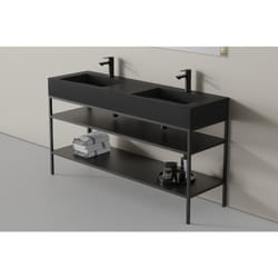 Console métallique 150S à poser - noir mat - console adaptée à la vasque TWG16 - Bernstein