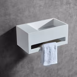 Lavabo mural en fonte minérale de haute qualité Petite profondeur de 20cm Avec porte-serviettes intégré Surface mate Position ...