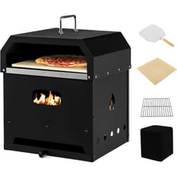 Costway - Four à Pizza Portable, Four à Pizza à Bois avec Pieds Pliables, Construction Robuste à 3 Couches, Pierre à Pizza de 33 cm, Grill à Pizza