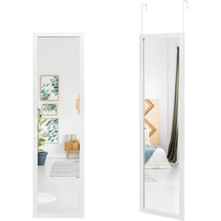 Costway - Miroir Pleine Longueur, 120 x 33 cm, Crochets de Porte pour Suspension Porte ou Mural, Idéal pour Chambre à Coucher, Blanc
