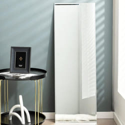 Grand Miroir Mural 110 x 38 cm, Rectangulaire Pleine Longueur avec Bord Biseauté Vertical ou Horizontal pour Salle de Bain Chambre Salon - Costway