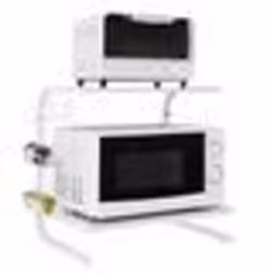 SoBuy Étagère Murale de Cuisine pour Micro-Ondes 2 Tablettes et Porte-Bouteille Support de Rangement Mural FRG092-W