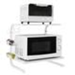 SoBuy Étagère Murale de Cuisine pour Micro-Ondes 2 Tablettes et Porte-Bouteille Support de Rangement Mural FRG092-W