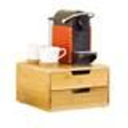 SoBuy® FRG82-N Support pour capsules de café Boîte à Capsules de Café à 2 tiroirs en bambou Distributeur de capsules Boîte à thé