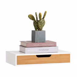 SOBUY FRG92-WN Étagère murale avec tiroir - Bois et bambou