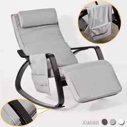 SoBuy® FST20-HG Rocking Chair Fauteuil à bascule relax avec repose-pieds réglable et pochette latérale amovible Bouleau Flexi ...