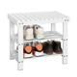 SoBuy FSR02-K-W Banc Étagère à chaussures Meuble de chaussures en bambou - Haute Qualité L50xP29xH45cm Blanc