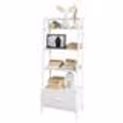 SoBuy FRG116-W Bibliothèque Étagère style échelle de 4 niveaux et 1 tiroir –Blanc L64xP40xH160cm