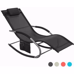 SoBuy Transat Bain de Soleil Pliable Ergonomique à Bascule – Aluminium Confort Extérieur Jardin Terrasse Camping Noir OGS28-S ...