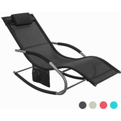 SoBuy Transat Bain de Soleil Pliable Ergonomique à Bascule – Aluminium Confort Extérieur Jardin Terrasse Camping Noir OGS28-SCH