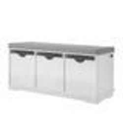 SoBuy FSR30-W Banc de Rangement Meuble dEntrée à Chaussures avec 3 cubes et coussin rembourré confortable - Blanc