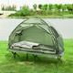 SoBuy Lit De Camp 4‑En‑1 Avec Toit Sac De Couchage Matelas Gonflable & Sac – 193x86x160 cm Charge 114 kg  OGS32‑GR