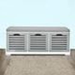SoBuy FSR23-HG Banc de Rangement avec coussin et 3 cubes Meuble dEntrée confortable L105cmxP35cmxH43cm