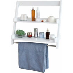 Sobuy - Etagère murale Porte-serviettes salle de bain toilettes avec 2 tablettes et 1 barre FRG117-W ®