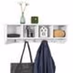 SoBuy FRG48-L-W Portemanteau Étagère Murale Porte-manteau Salle de Bain Meuble d’Entrée avec 4 Compartiments de Rangement+5