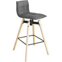 Tabouret de bar cuisine rotatif à 360° avec dossier et repose-pieds fauteuil bistrot haute qualité Sobuy FST45-DG
