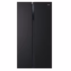 Haier SBS 90 Serie 3 HSR3918ENPB, Pose libre, Américain, Noir, Tactile, Verre, Cadre argenté