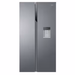 Haier SBS 90 Serie 3 HSR3918EWPG, Pose libre, Américain, Argent, LED, Sur la porte, Verre