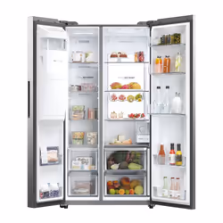 Haier SBS 90 Serie 5 HSW79F18CIMM frigo américain Pose libre 601 L C Platine, Acier inoxydable