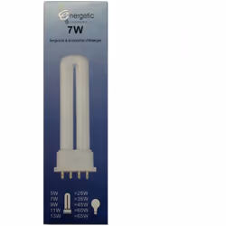 Ampoule à économie d'énergie d'environ 80% - Longueur = 12cm - longue durée - 2G7 - 7W = 35W - 50hz 175mA 230V.