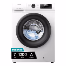 Hisense WFQP701219VM, 7 kg, B, 72 dB, 1200 tr/min, A, Blanc