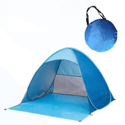 Tente de Plage Instantanée Anti UV Abri de Plage Pop-up Portable Automatique pour 1 à 3 Personnes 165x150x110cm Blue Qumox