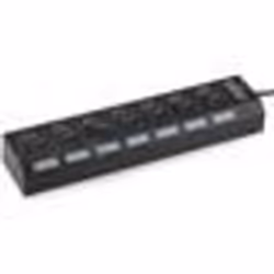 HUB USB - Noir - 7 Ports - Interrupteur ON/OFF - Lumières LED - Haute Vitesse