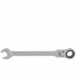 12 mm articulated ratchet combined wrench. chrome vanadium steel. matt chrome. 72 teeth ratchet for smooth rotation