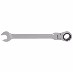 16 mm articulated ratchet combined wrench. chrome vanadium steel. matt chrome. 72 teeth ratchet for smooth rotation