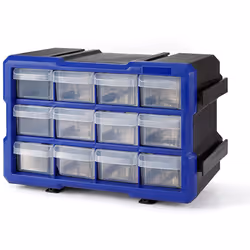 Organiseur de pièces empilables e interconnexion de 12 tiroirs workpro. taille du produit del : 295x195x160 mm. matériau pp t ...
