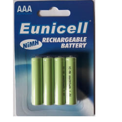 Piles rechargeables AAA - EUNICELL - Lot de 4 - 12V - 900mAh - Rechargeables