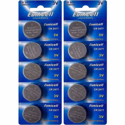 Piles CR2477 - EUNICELL - 10 pièces - Lithium 3V - 1050mAh - Compatible DL2477