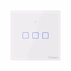 Sonoff T0EU3C, Tactile, Sans fil, Blanc, Verre trempé, Polycarbonate (PC), 3-voies, Bleu, Wi-Fi